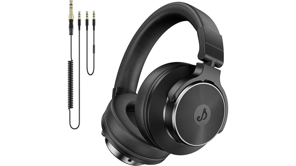 black wired studio headphones